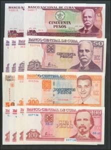 CUBA. Set of 13 banknotes of 50, 100 and 200 ... 