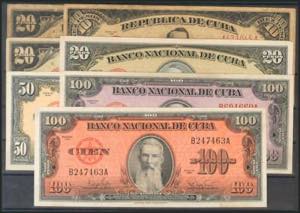 CUBA. Set of 7 banknotes of 10, 20, 50 and ... 