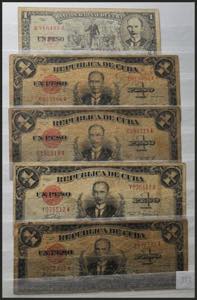 CUBA. Set of 64 banknotes of 1, 5, 10, 20, ... 