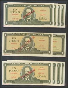 CUBA. Set of 10 banknotes of 1 Peso. ... 