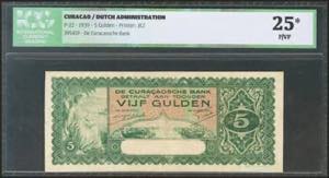 CURAÇAO. 5 Gulden. 1939. (Pick: 22). ICG25* ... 
