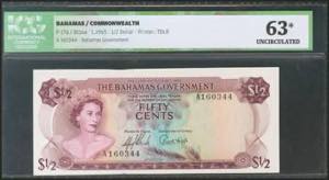 BAHAMAS. 1/2 Dollars. 1965. (Pick: ... 