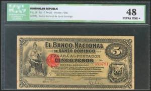DOMINICAN REPUBLIC. 5 Pesos. ND. (Pick: ... 