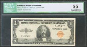 DOMINICAN REPUBLIC. 1 Peso Oro. 1947. (Pick: ... 