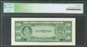 DOMINICAN REPUBLIC. 500 Pesos Oro. ... 