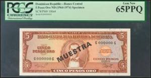 DOMINICAN REPUBLIC. 5 Pesos Oro. 1964-1974. ... 