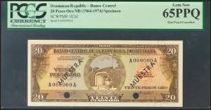 DOMINICAN REPUBLIC. 20 Pesos Oro. 1964-1974. ... 
