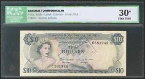 BAHAMAS. 10 Dollar. 1968. (Pick: 30a). ... 