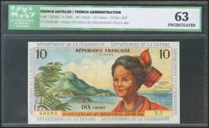 FRENCH ANTILLES. 10 Francs. 1964. (Pick: ... 