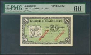 GUADELOUPE. 25 Francs. 1942. ... 