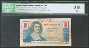 GUADELOUPE. 10 Francs. 1947. (Pick: 32). ... 