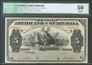 GUATEMALA. BANCO AMERICANO. 5 Pesos. 1914. ... 