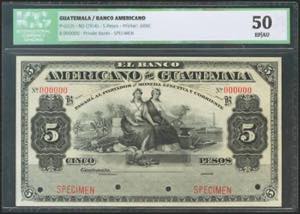 GUATEMALA. BANCO AMERICANO. 5 Pesos. 1914. ... 