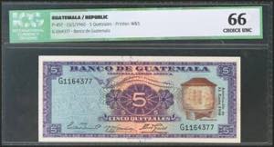 GUATEMALA. 5 Quetzales. 13 January 1960. ... 