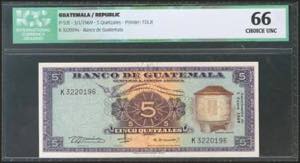 GUATEMALA. 5 Quetzales. 3 January 1969. ... 