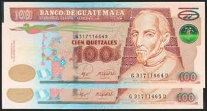 GUATEMALA. Set of 2 banknotes of 100 ... 