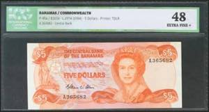 BAHAMAS. 5 Dollars. 1974. (Pick: ... 