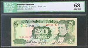 HONDURAS. 20 Lempiras. 1 July 1993. (Pick: ... 