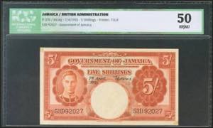JAMAICA. 5 Shillings. 7 April 1955. (Pick: ... 