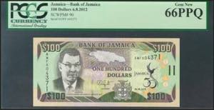 JAMAICA. 100 Dollars. 6 August 2012. (Pick: ... 