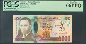 JAMAICA. 5000 Dollars. 6 August 2012. (Pick: ... 