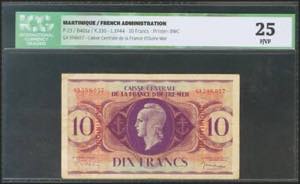 MARTINIQUE. 10 Francs. 1944. (Pick: 23). ... 