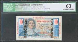 MARTINIQUE. 10 Francs. 1947. Specimen. ... 