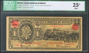 MEXICO. BANCO ORIENTAL DE MEXICO. 1 Peso. 8 ... 