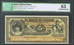 MEXICO. BANCO DE SONORA. 5 Pesos. 1897-1911. ... 