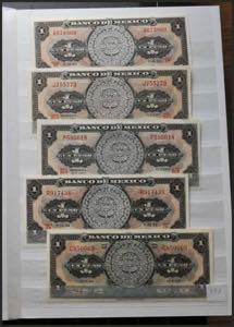 MEXICO. Set of 76 banknotes of 1,  5, 10, ... 