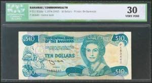 BAHAMAS. 10 Dollars. 1974. (Pick: ... 