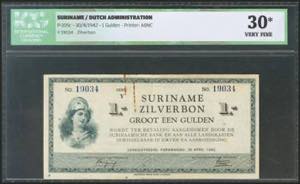 SURINAME. 1 Gulden. 30 April 1942. (Pick: ... 