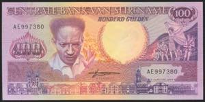 SURINAME. 100 Gulden. 9 January 1988. (Pick: ... 