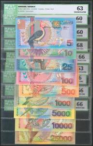 SURINAME. Set of 9 banknotes, issued 1 ... 