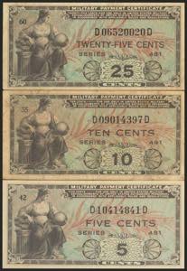USA. 5 Cents, 10 Cents and 25 Cents (3 ... 