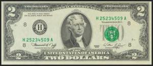 USA. 2 Dollars. Federal Reserve Note. St. ... 