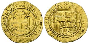 JUANA Y CARLOS (1504-1555). 1 Escudo. (Au. ... 