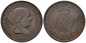 ISABEL II (1833-1868). 5 Céntimos de Escudo ... 