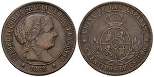 ISABEL II (1833-1868). 5 Céntimos de ... 