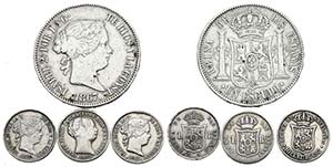 ISABEL II (1833-1868). Conjunto de 4 monedas ... 
