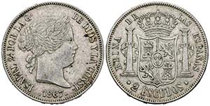 ISABEL II (1833-1868). 2 Pesos. (Ar. ... 