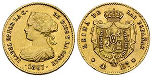 ISABEL II (1833-1868). 4 Escudos. (Au. ... 