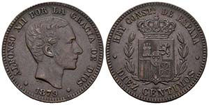 ALFONSO XII (1874-1885). 10 Céntimos (Ae. ... 
