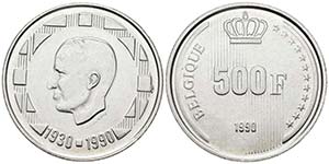 BELGICA. 500 Francs. (Ar. 22,87g/37mm). ... 