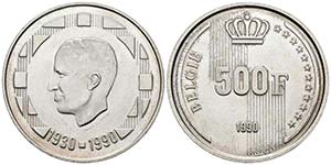 BELGICA. 500 Francs. (Ar. 22,87g/37mm). ... 