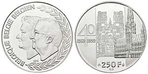BELGICA. 250 Francs (Ar.18,79g/33mm). 1990. ... 
