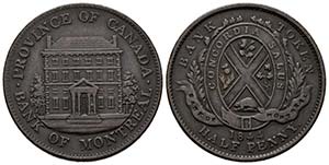 CANADA. 1/2 Penny. (Ae. 9,15g/28mm). 1844. ... 
