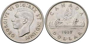 CANADA. 1 Dollar. (Ar. 23,32g/36mm). 1937. ... 