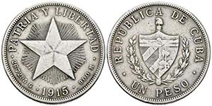 CUBA. 1 Peso. (Ar. 26,40g/38mm). 1915. ... 
