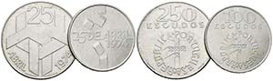 PORTUGAL. Conjunto de 2 monedas en plata con ... 